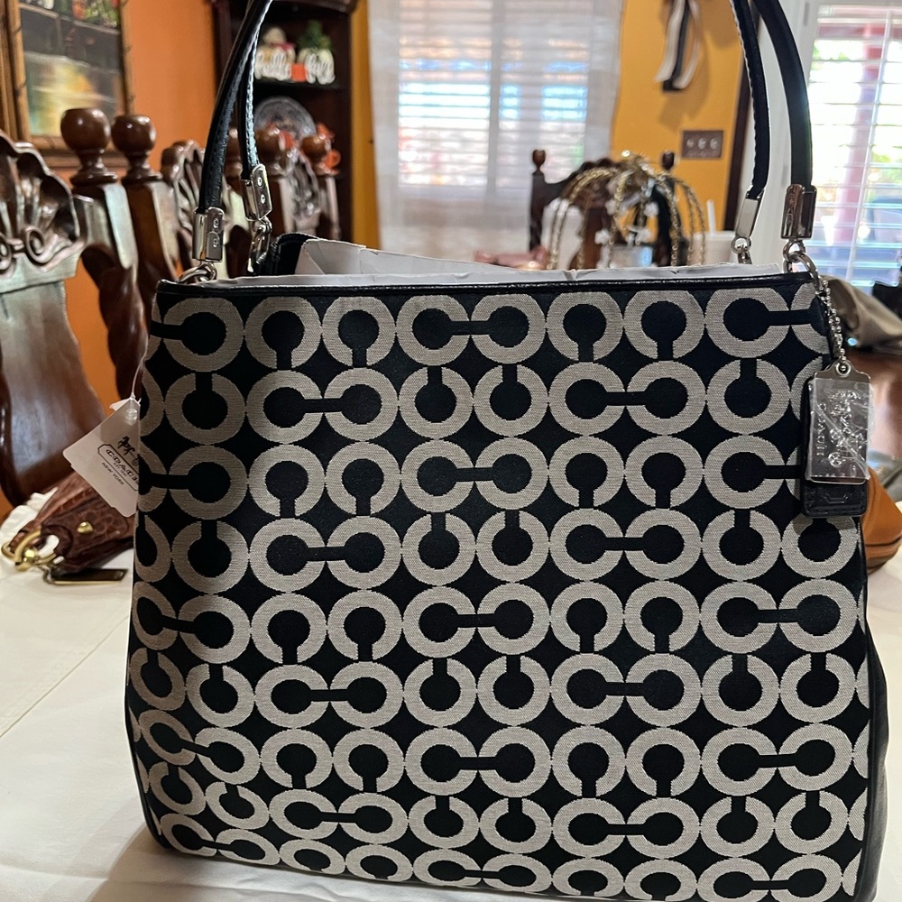 Coach Black and White Patterned Shoulder Bag